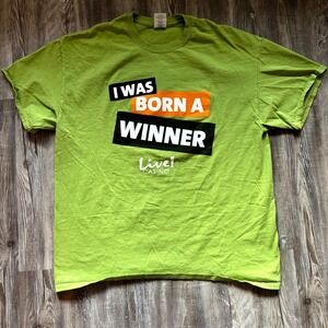 Live! Casino "I Was Born a Winner" T-Shirt XL Green • Gildan Heavy Cotton •